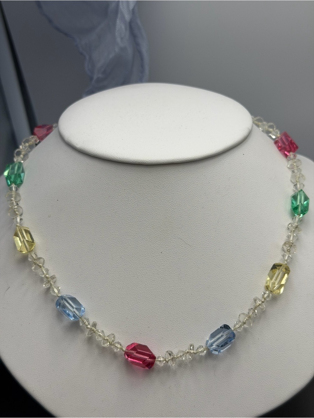 Vintage Multicolor Faceted Lead Crystal Necklace